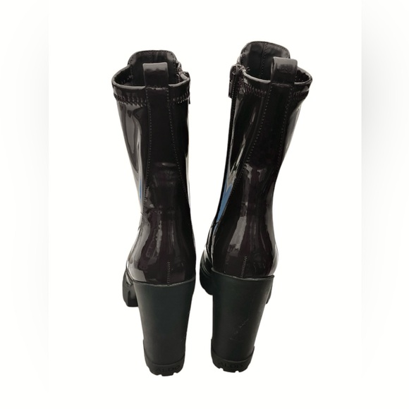 ALDO Women’s Ankle Boots Lug Sole Heeled Platform Glossy Dark Brown - Size 8.5 - Picture 3 of 7